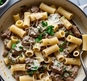 Creamy Parmesan Beef Rigatoni Recipe