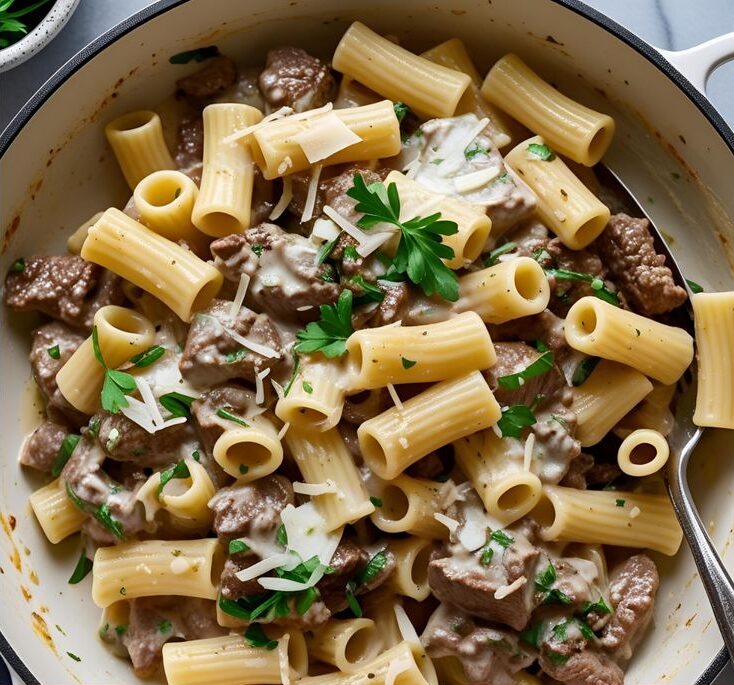 Creamy Parmesan Beef Rigatoni Recipe